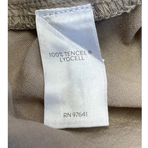 PURE JILL Womens L Khaki Elastic Waist Wide Leg 100% Lyocell Pants - Picture 7 of 14